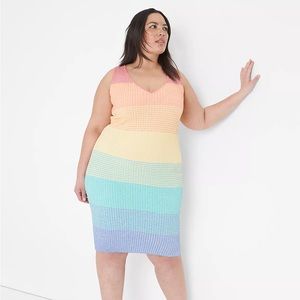 Lane Bryant Rainbow V-Neck Tank Sweater Dress